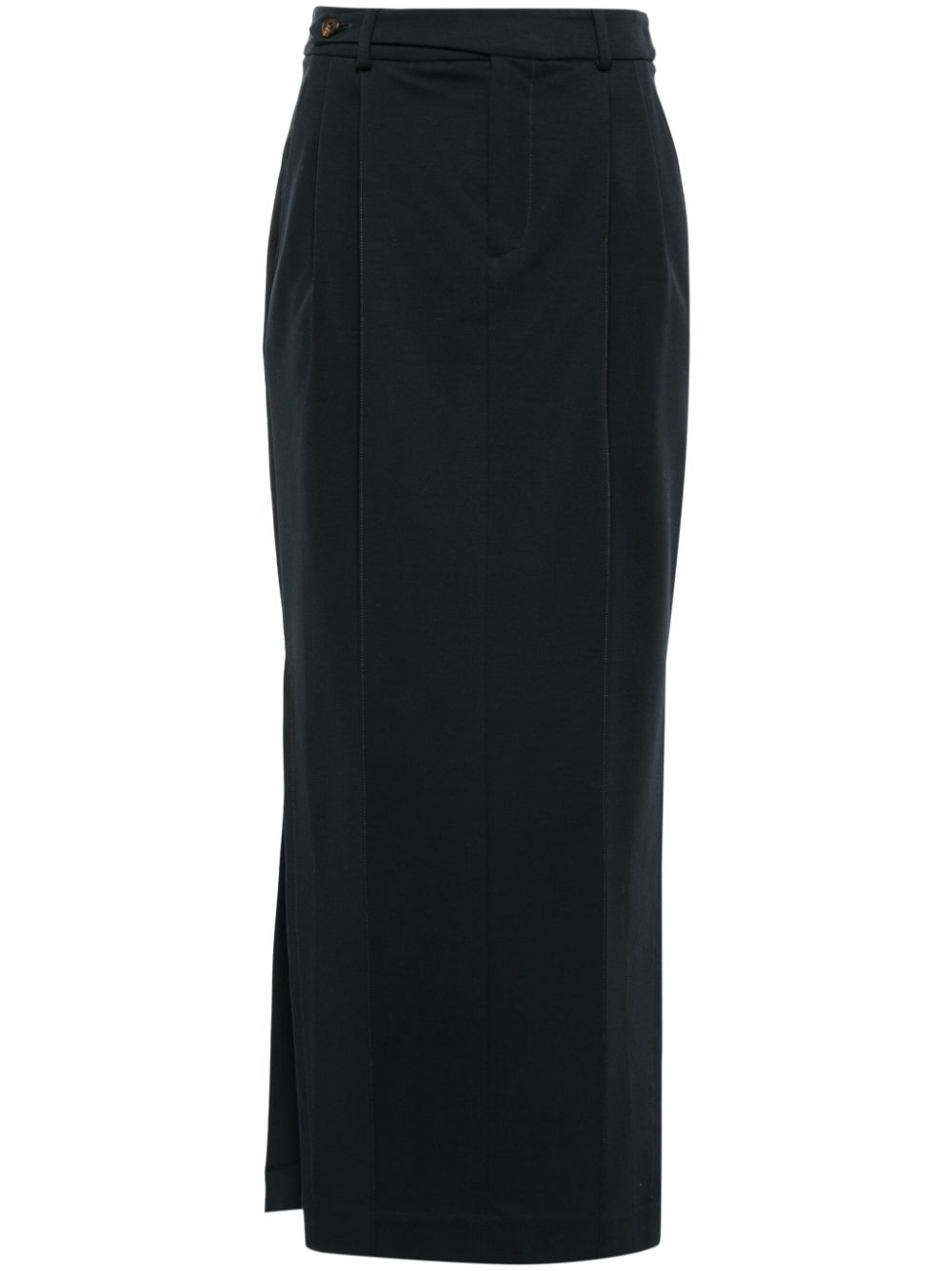 Pleated Pencil Skirt — Blue