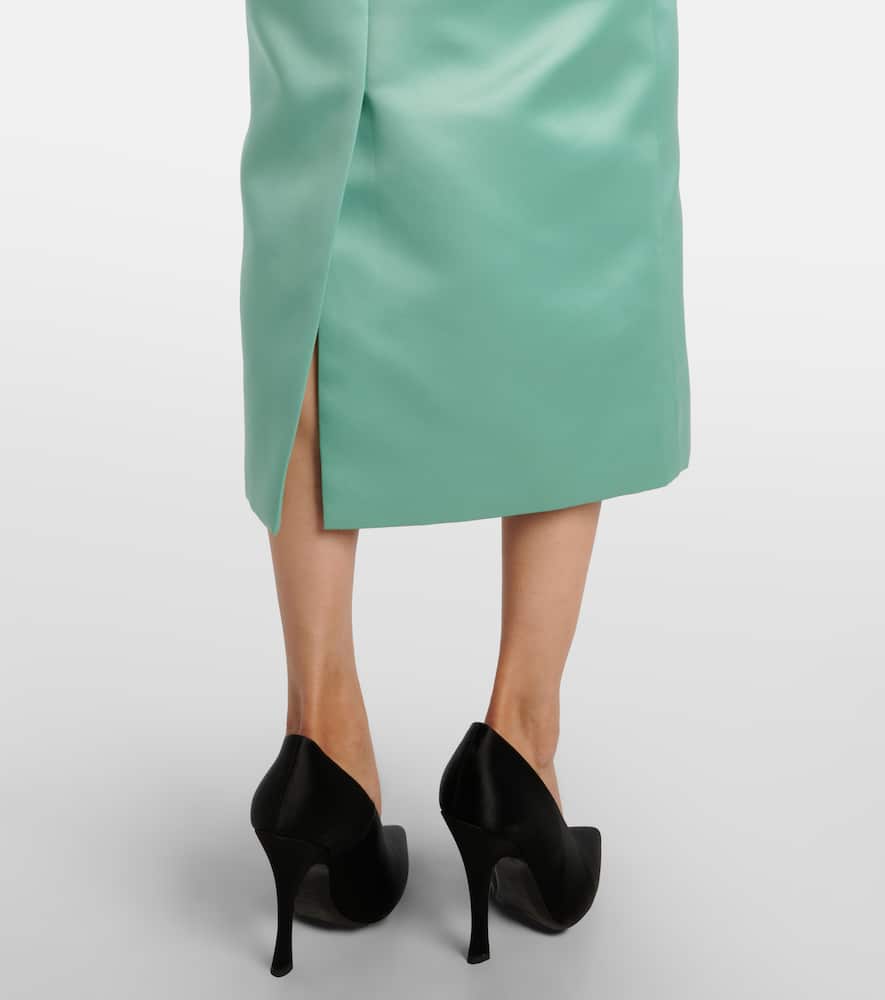 Floral belted duchesse satin midi dress