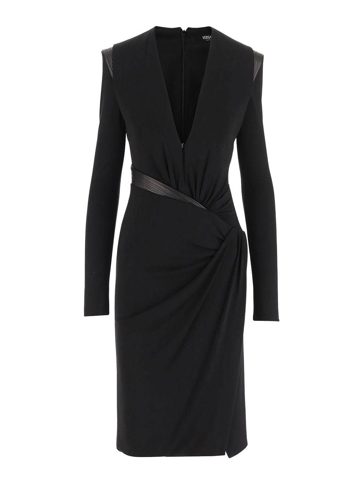 Crepe Mini Dress With V-Neck