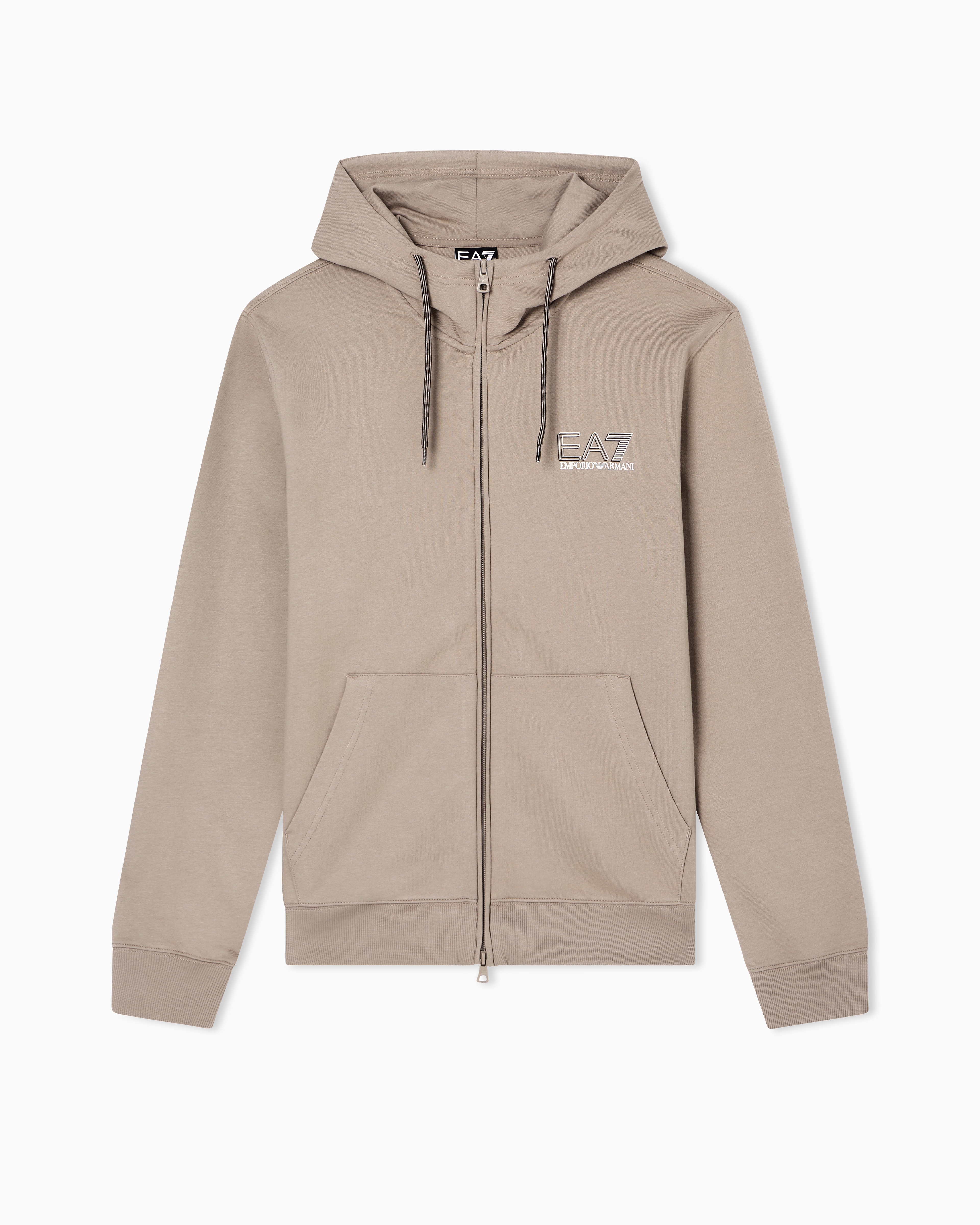 Pure cotton zip-up sweatshirt