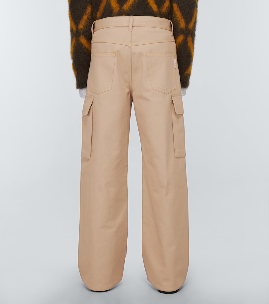 Wide-leg cotton gabardine cargo pants