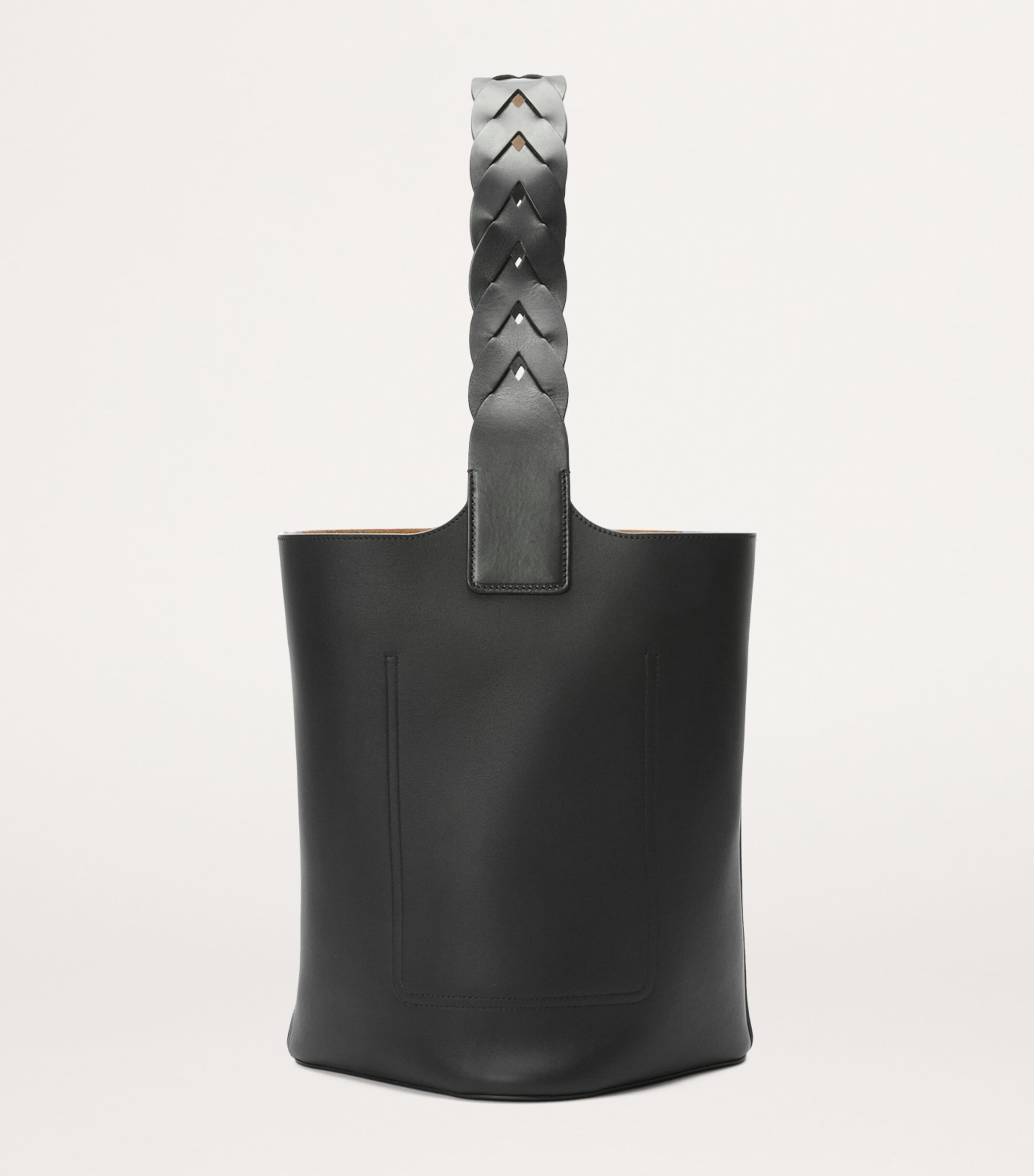 Leather Woven Pebble Bucket Bag