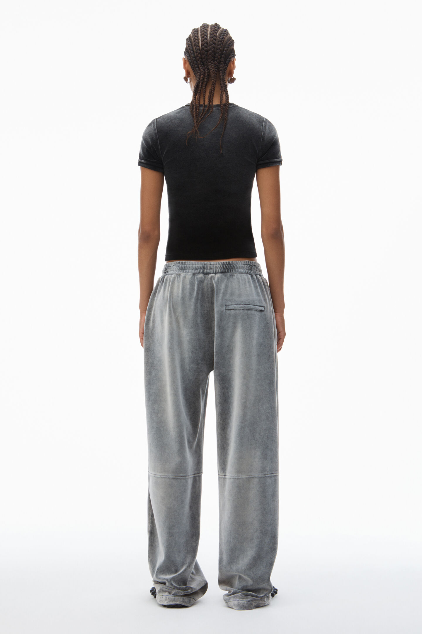 Women's Baby Tee In Plush Velour Washed Nickel