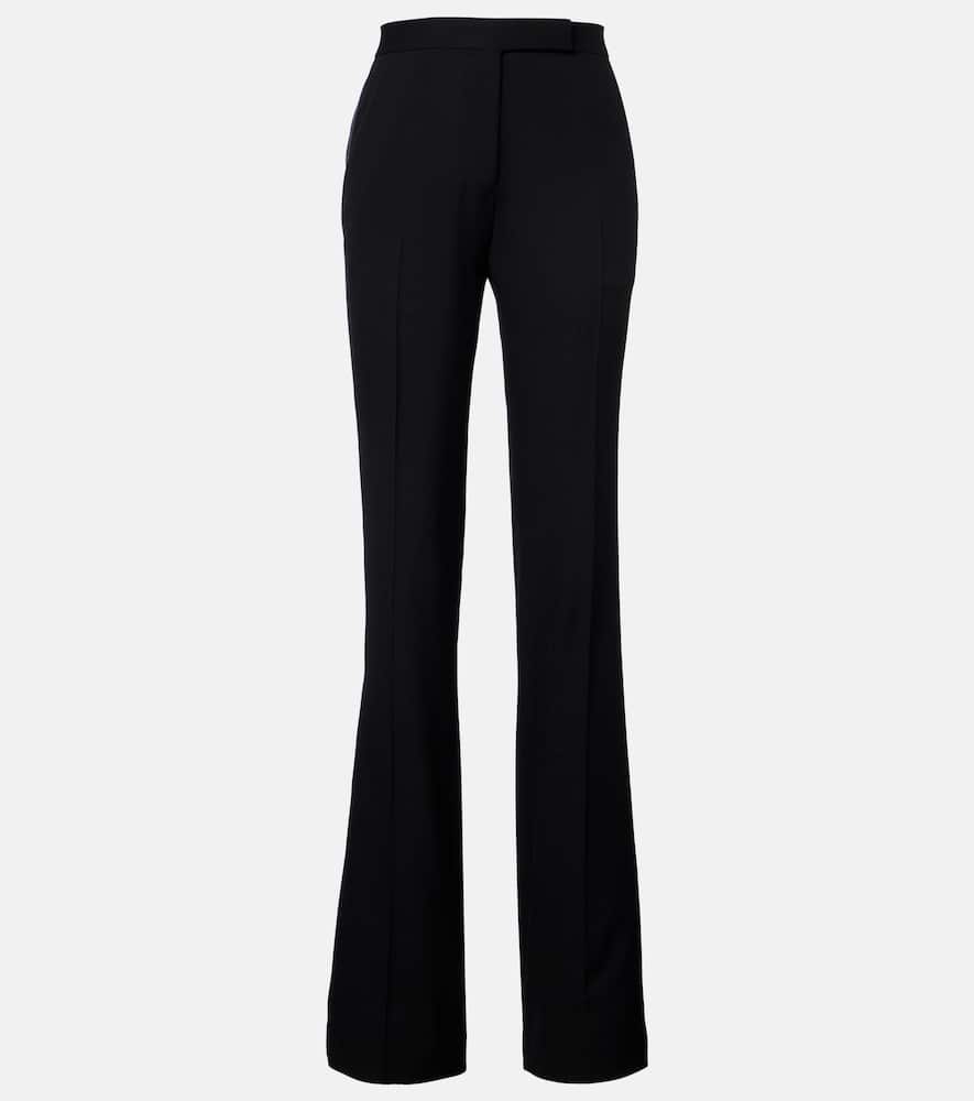 Silk-trimmed wool suit pants