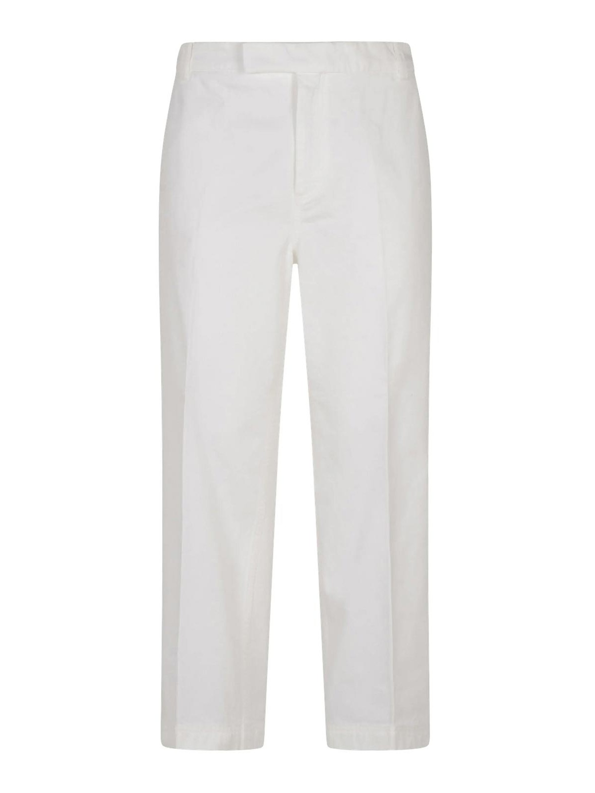 White Cotton Straight-Leg Trousers