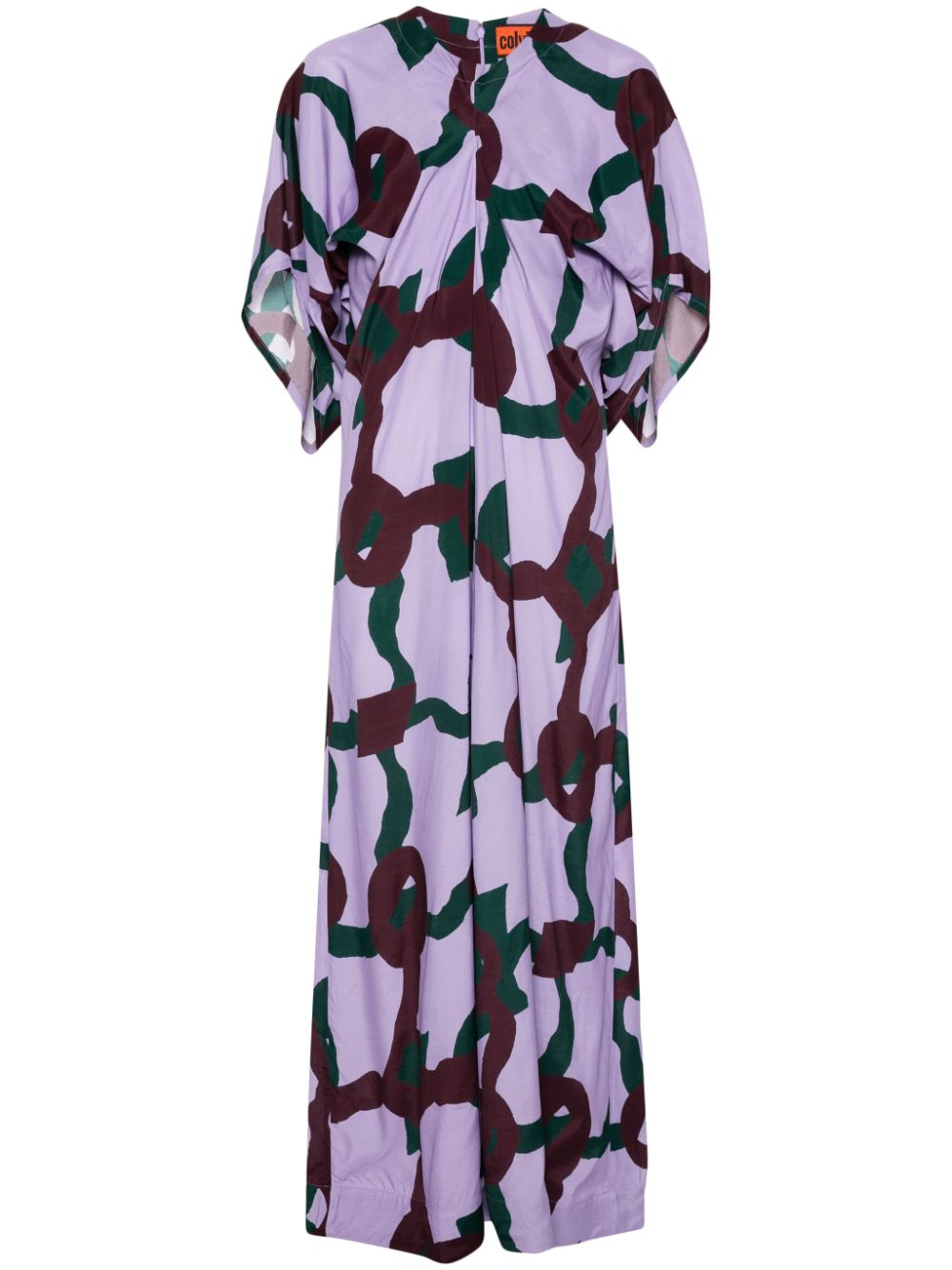 Cocoon abstract-print maxi dress - Purple