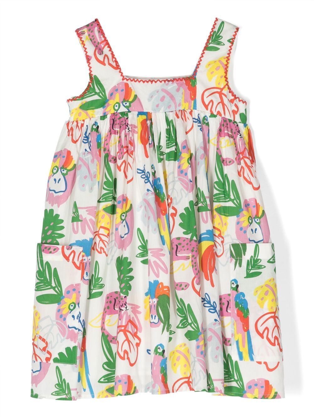 Illustration-print cotton dress - White