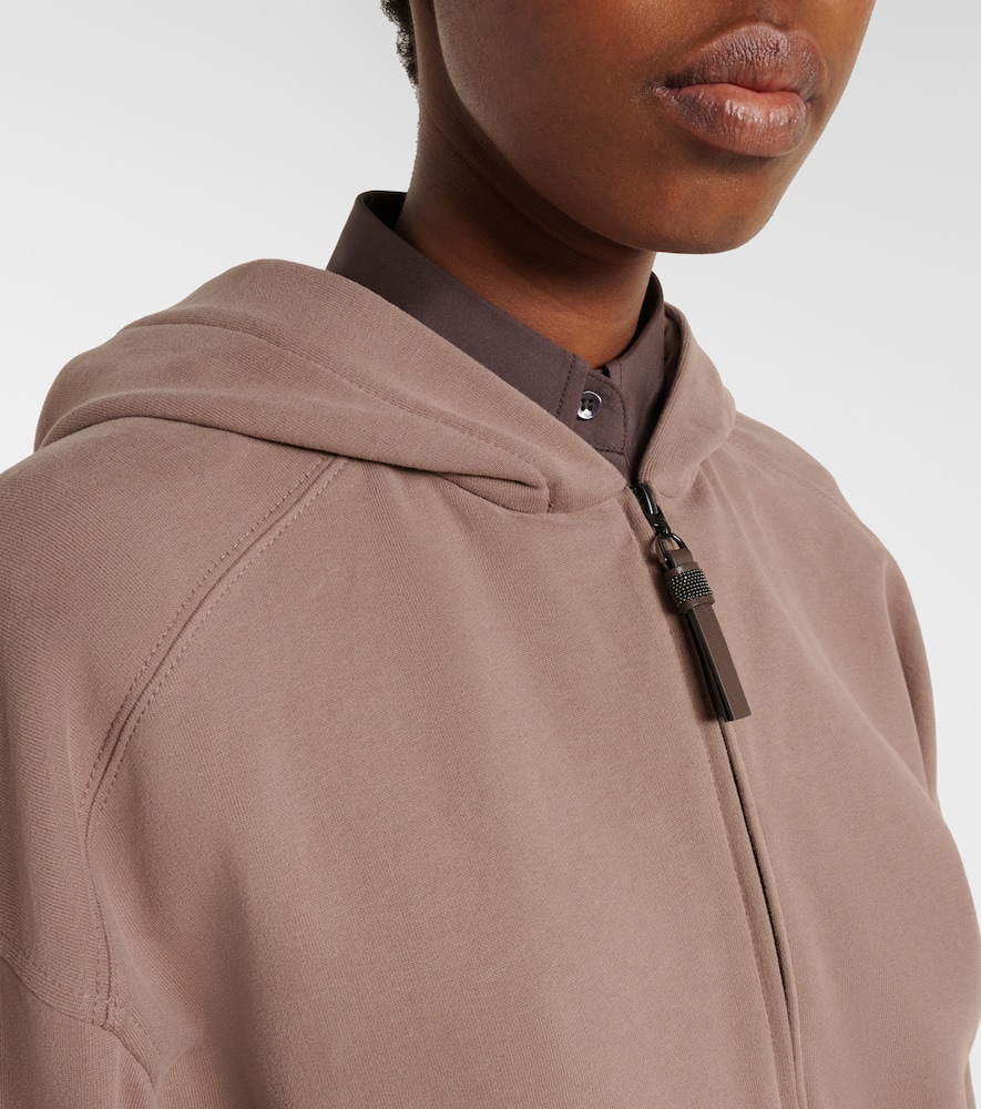 Cotton jersey zip-up hoodie