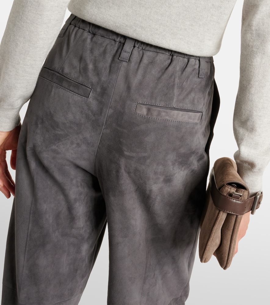 Suede straight pants