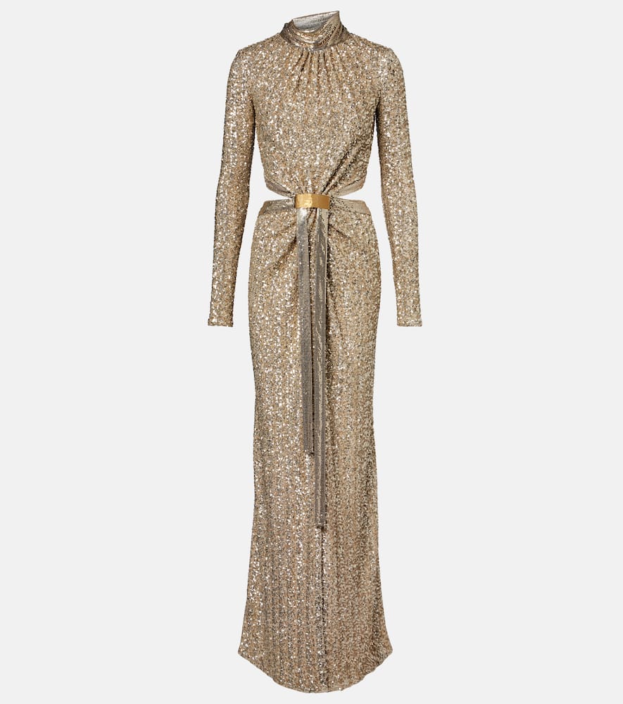 Sequined gathered gown