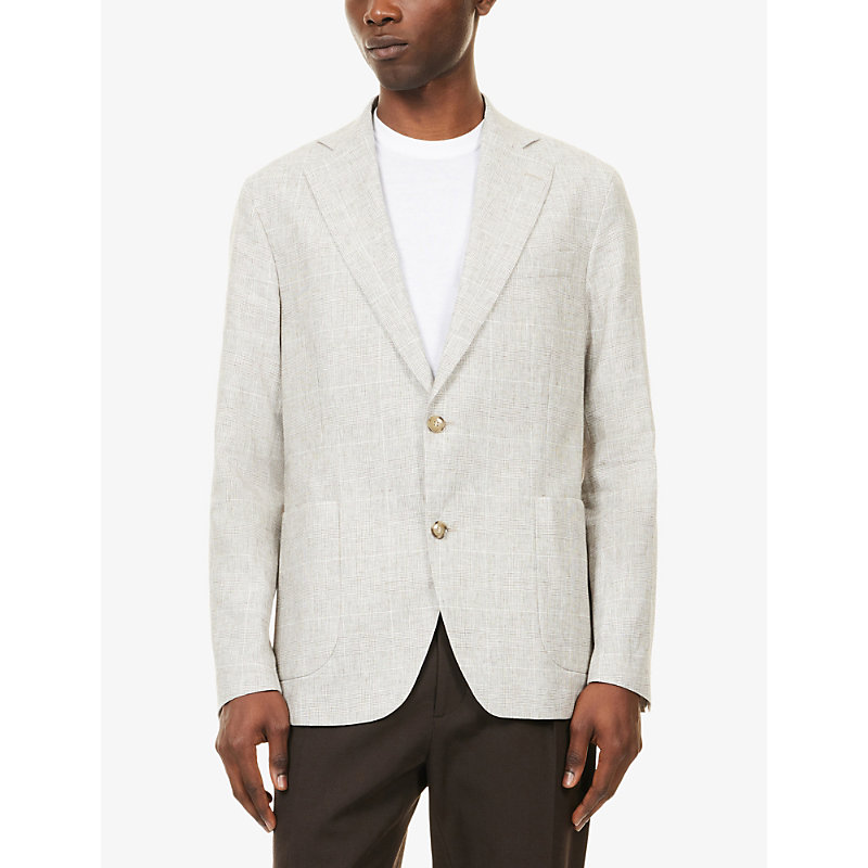 Mens Ferry Single-Breasted Linen-Blend Blazer