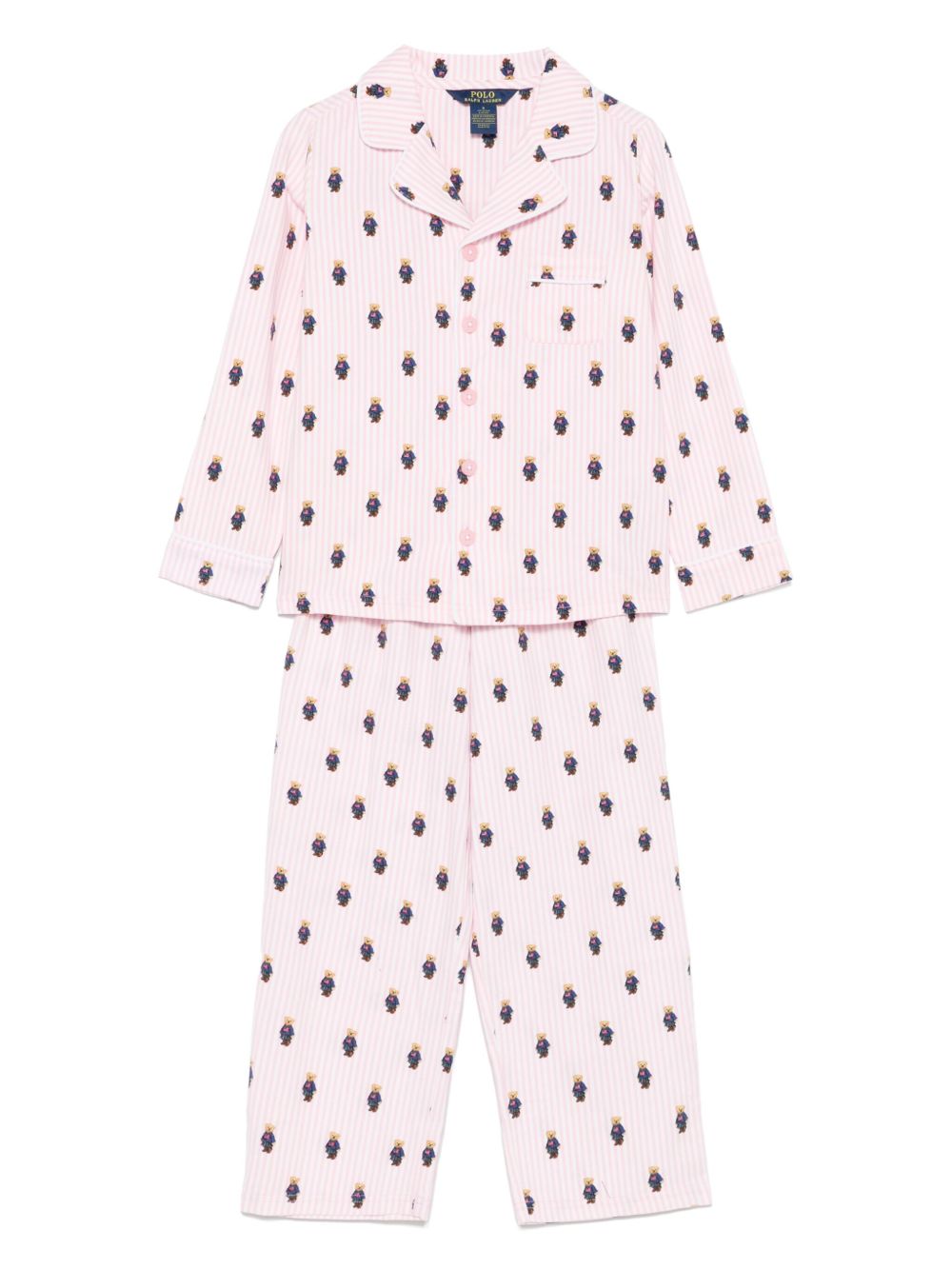 Polo Bear flannel pyjama set - Pink