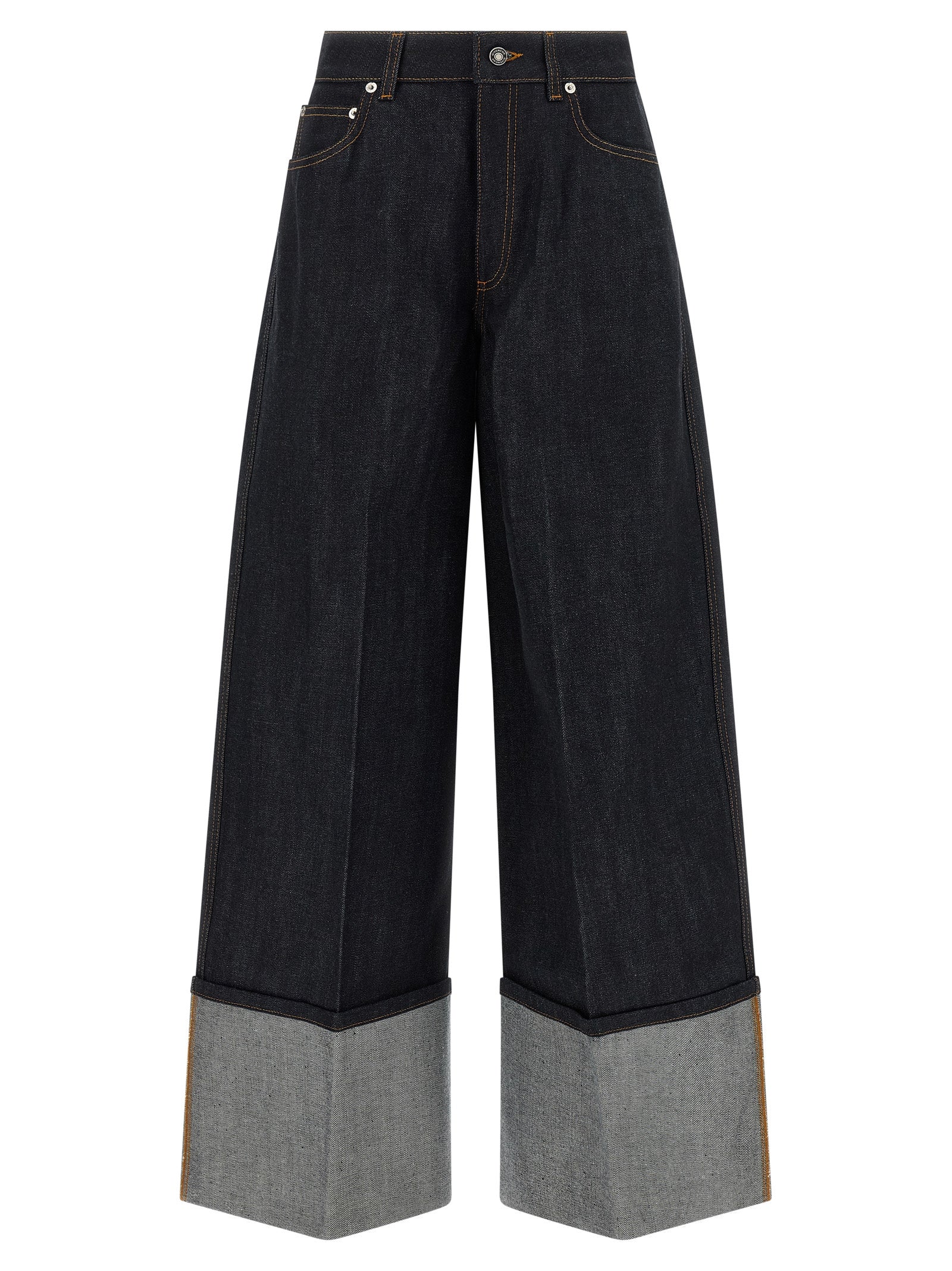 Wide-Leg Flared Denim Jeans — Black