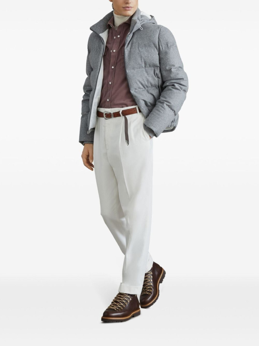 Quilted hooded down jacket - Grey