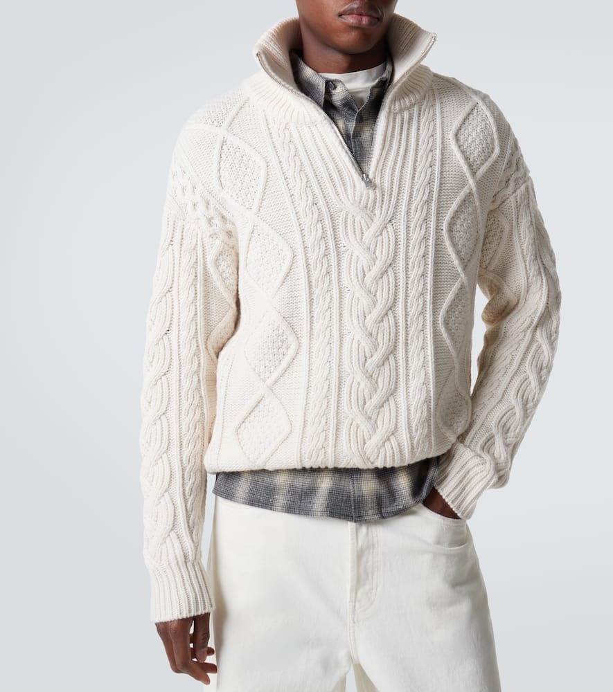 Cable-knit wool and cashmere sweater