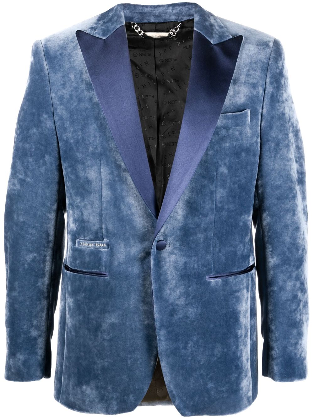 Single-breasted velvet blazer - Purple