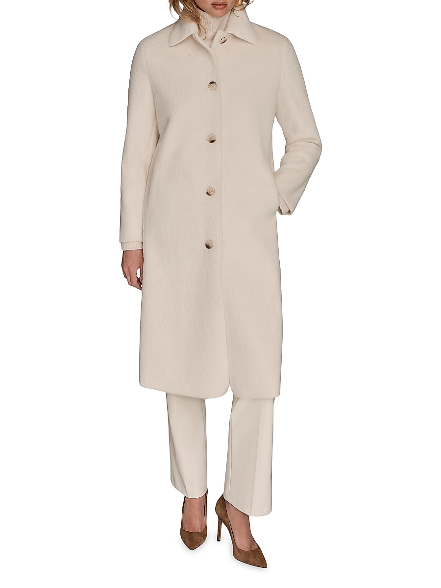 Women's Faux-Fur Single-Breasted Coat - Ivory