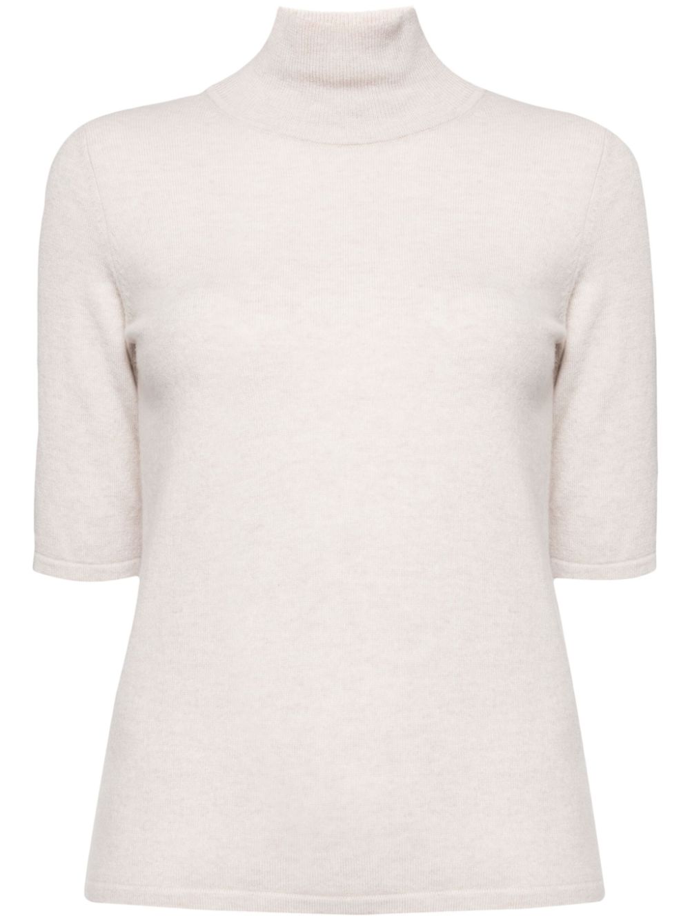 Mock-neck knitted top - Neutrals