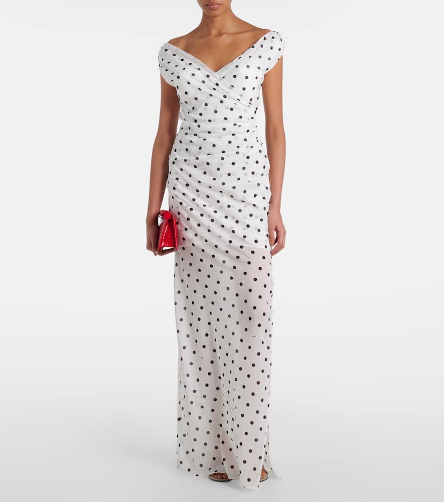 Rita polka-dot ruched maxi dress