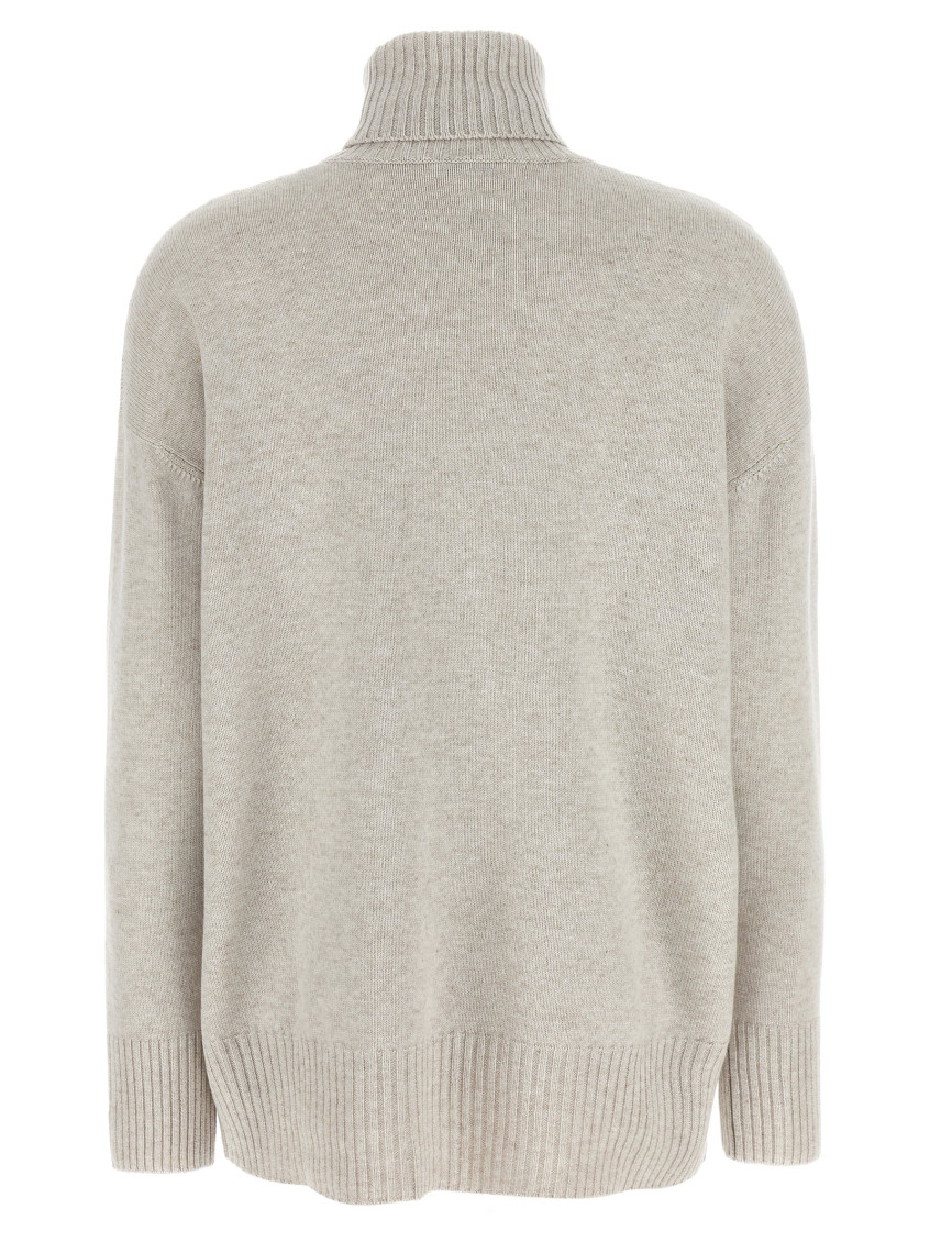 Embroidered roll-neck jumper - White