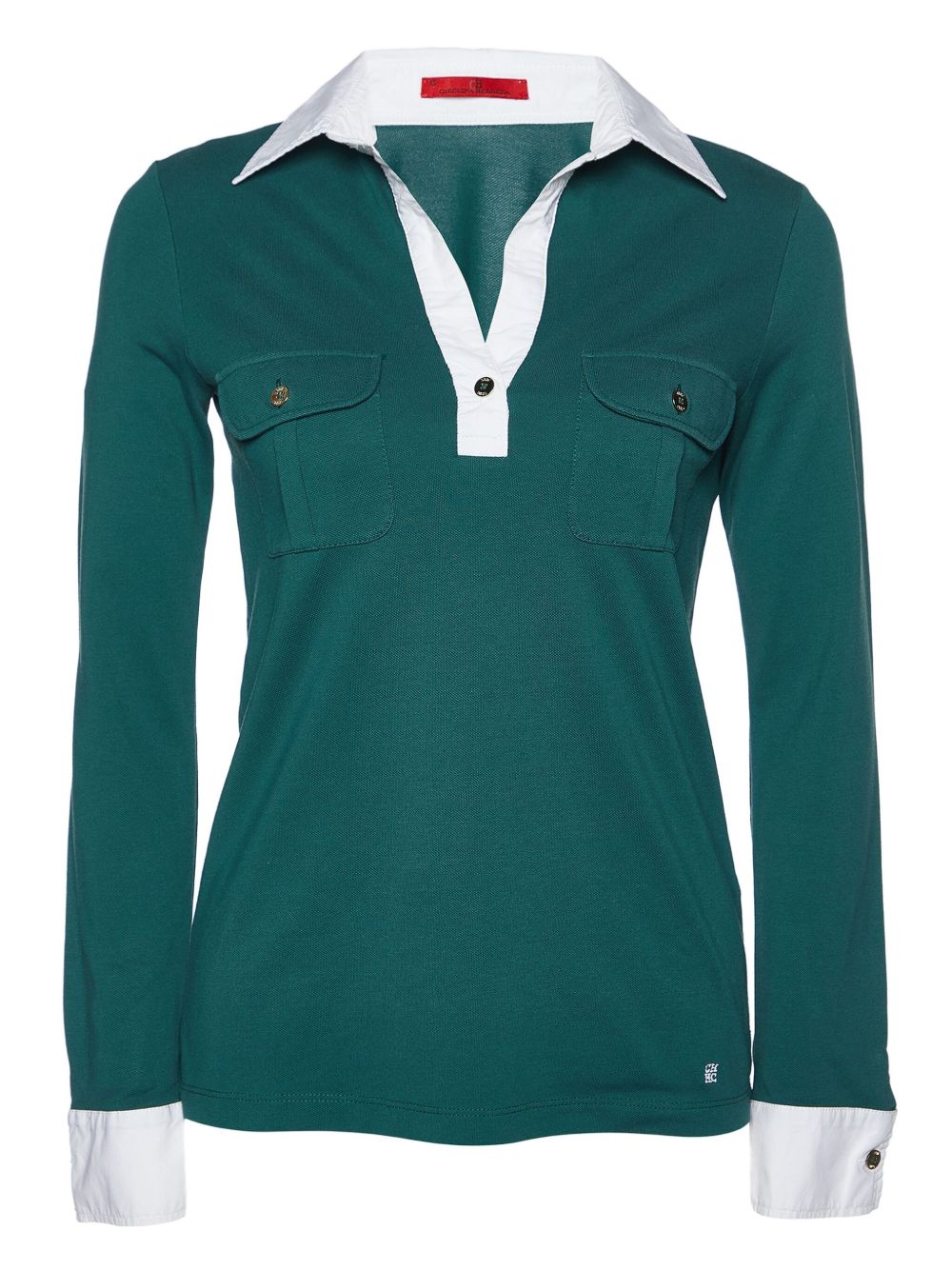 Pre-owned long-sleeve polo top - Green