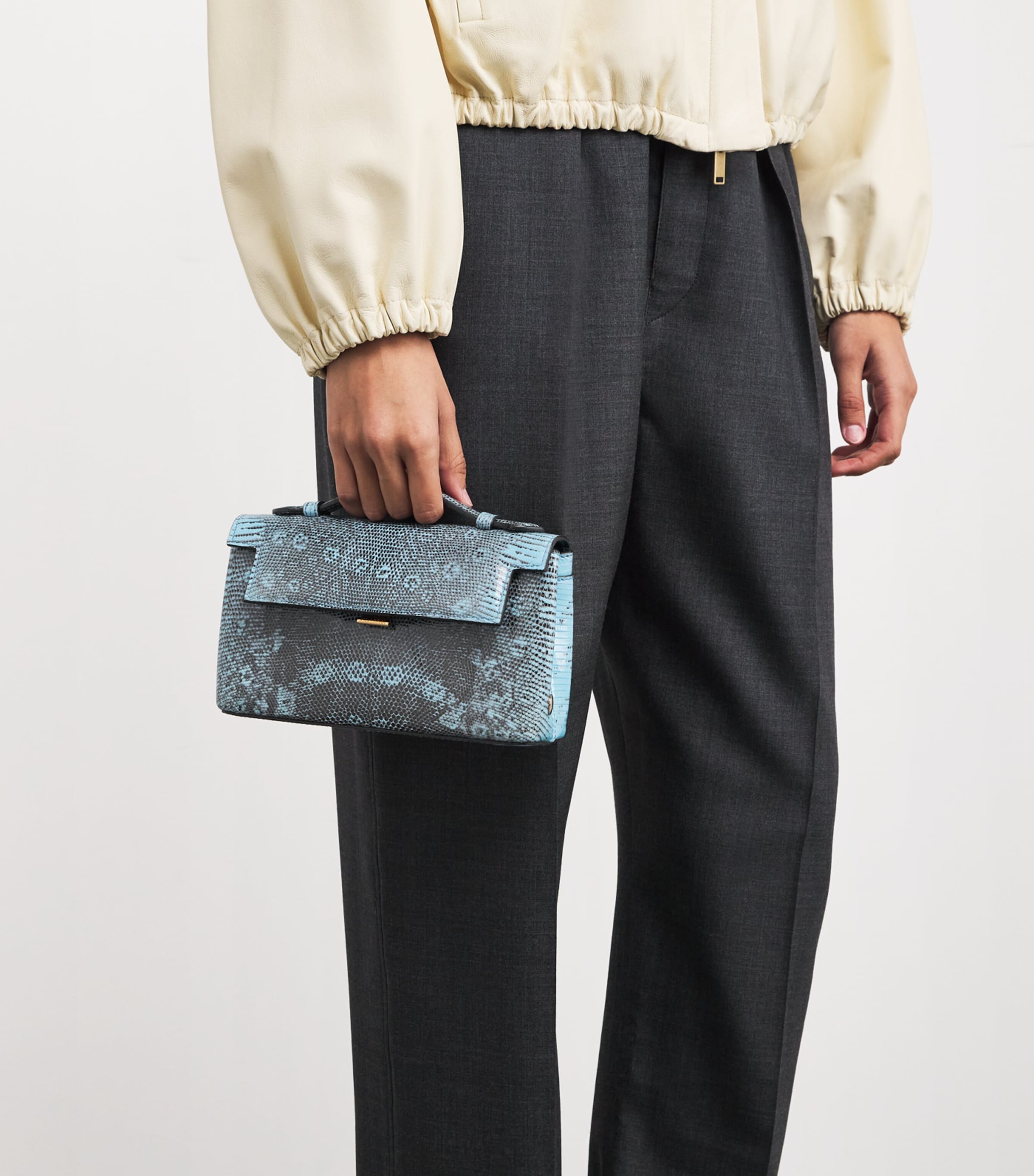 Analeena Lizard Skin Top-Handle Bag