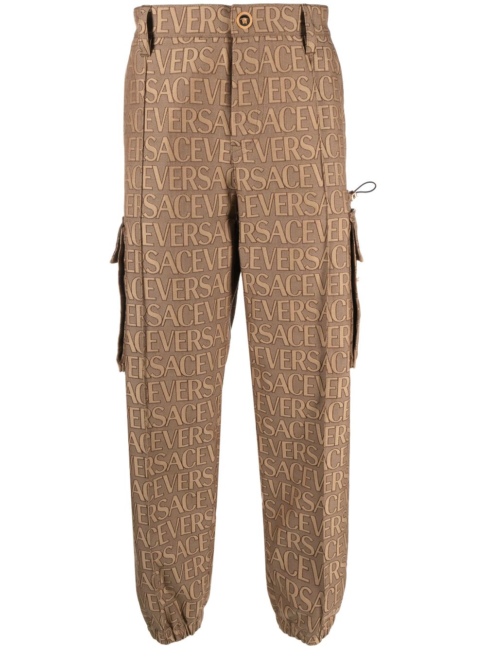 Allover logo-print cargo trousers - Brown