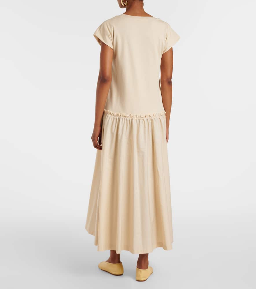 Cotton poplin jersey maxi dress