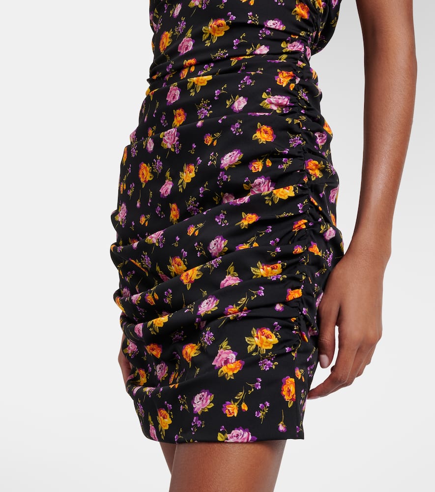 Floral silk-blend charmeuse minidress