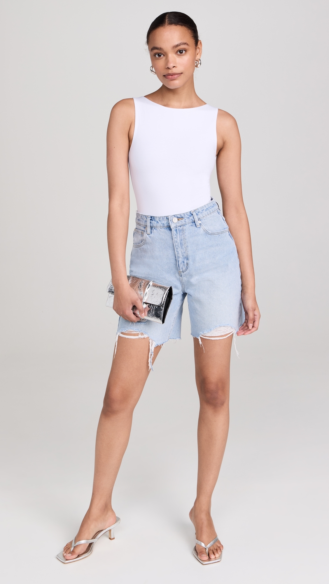 Ambitionist 여성 High Neck Tank Bodysuit White