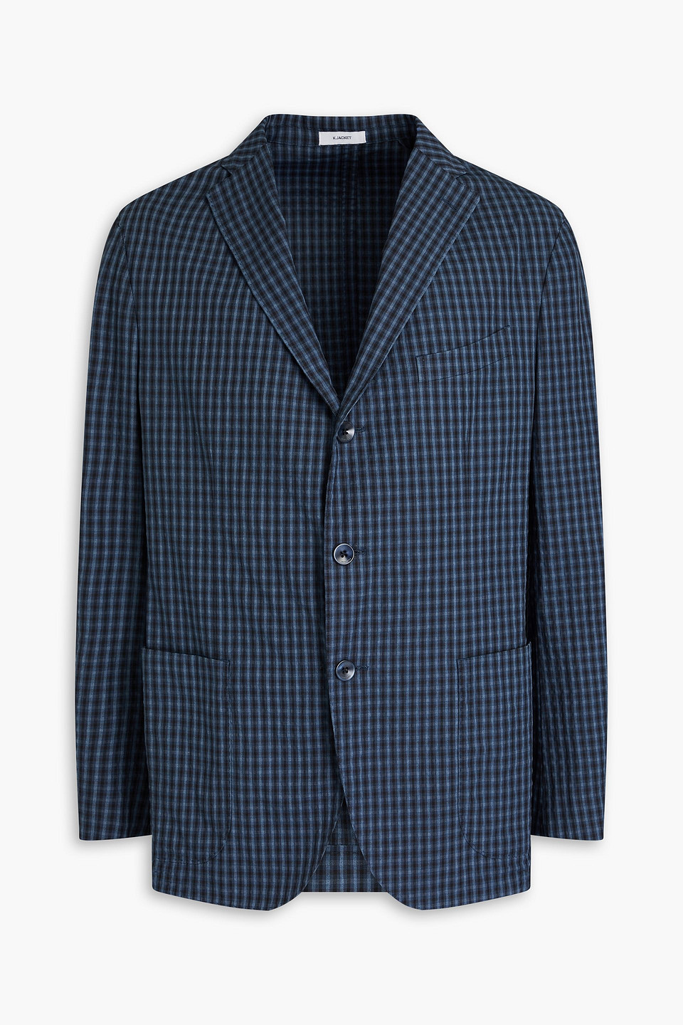 Checked seersucker blazer - Blue - IT 54