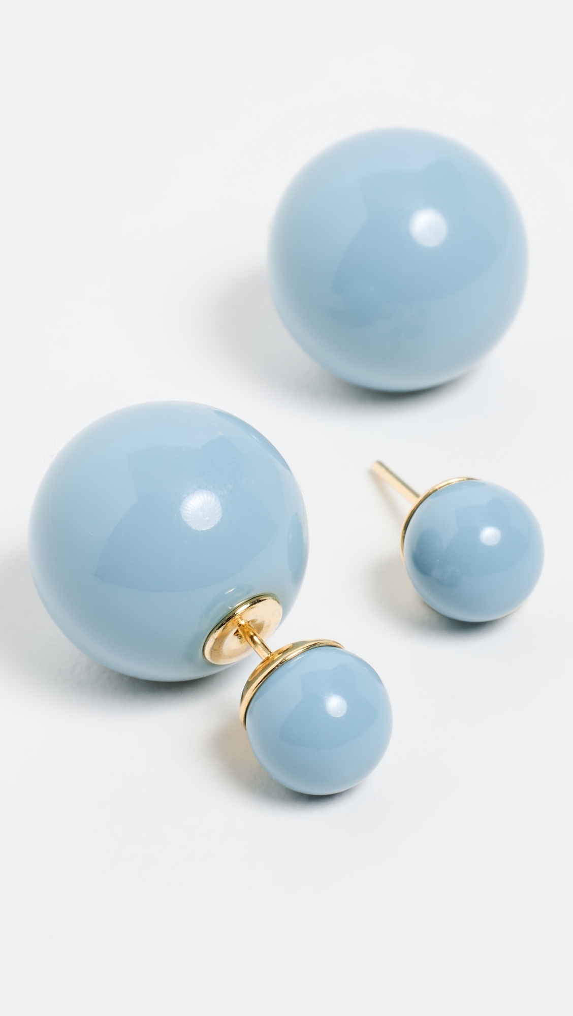 Double Ball Earrings French Blue Blue One Size