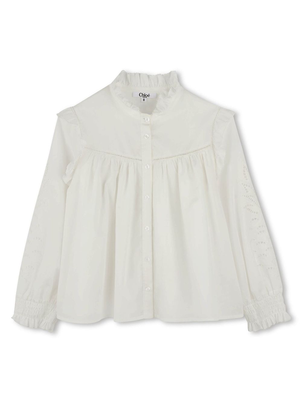 Ruffle-collar blouse - White
