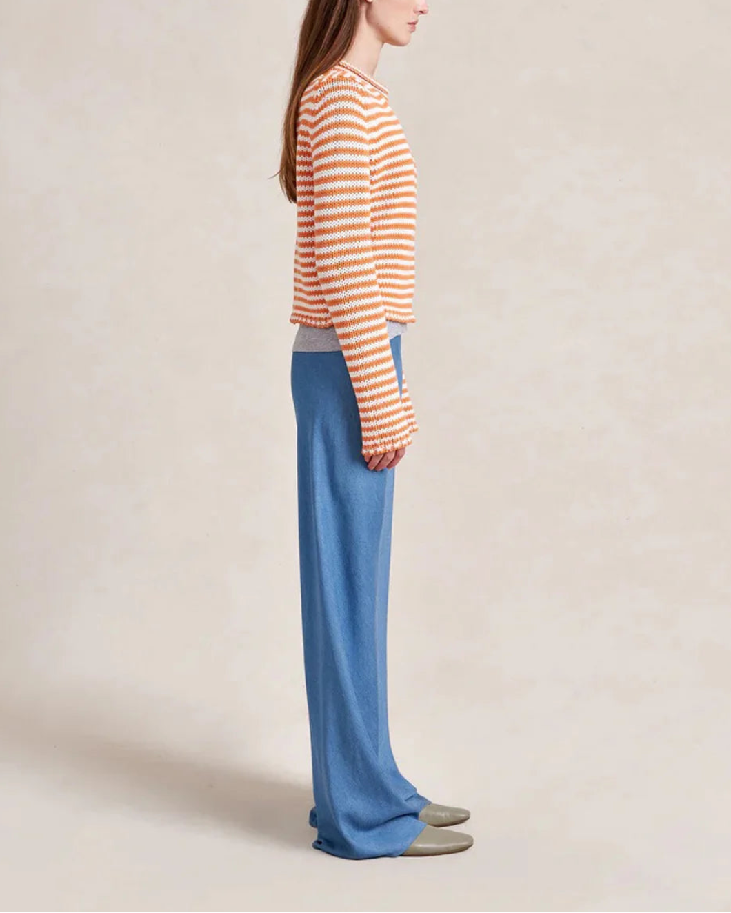 Fine Stripe Mini Marina Sweater Apricot