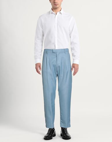 Man Pants Light blue Size 36 Polyester, Wool