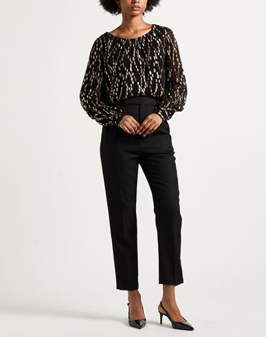 Woman Top Black Size 4 Viscose, Metallic fiber