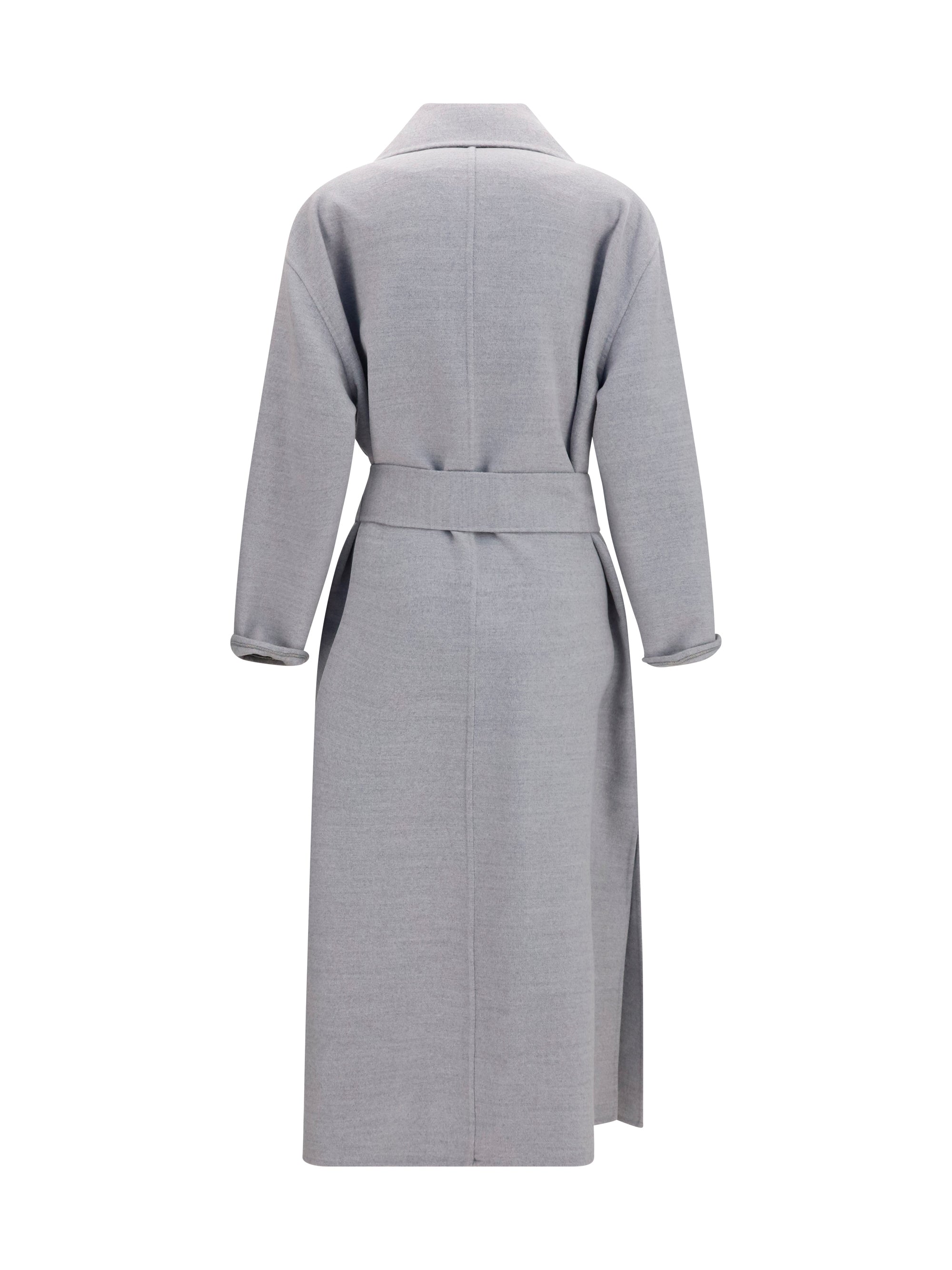 Belted Double Merino Wool Coat — Gray