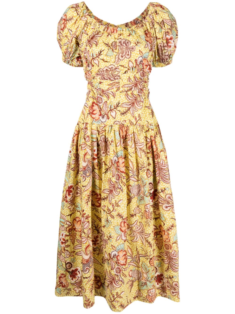 Golda floral-print midi dress - Yellow