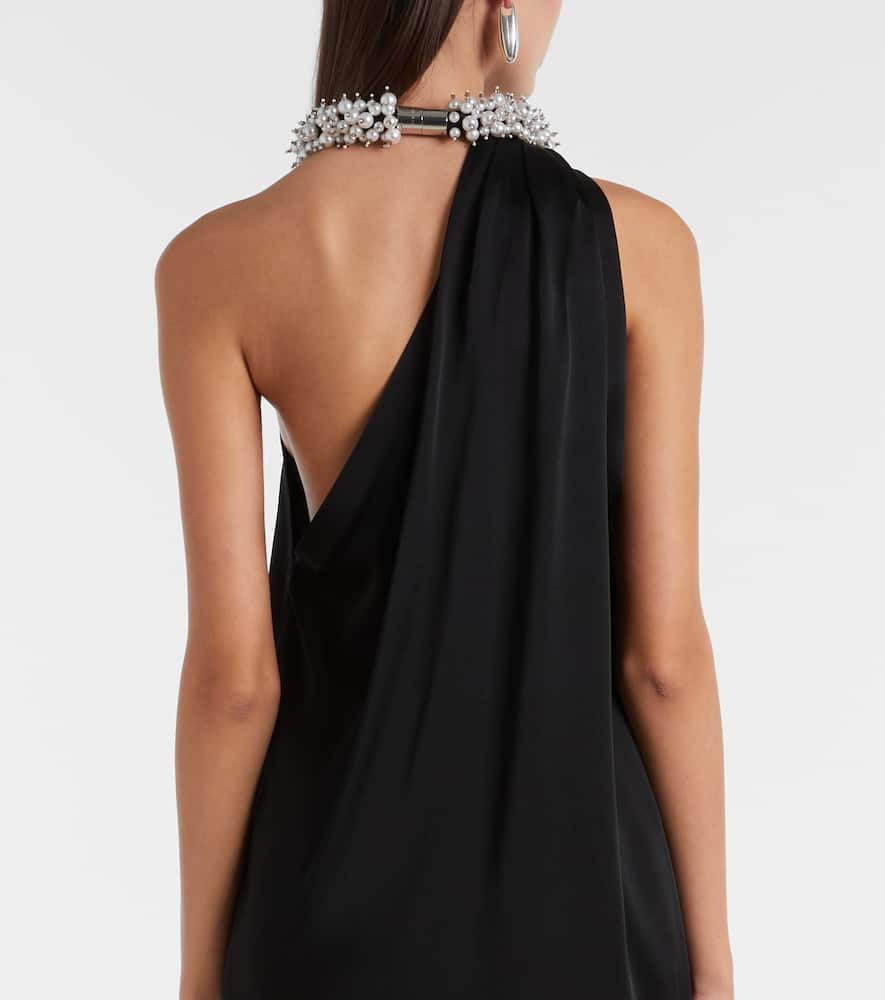 Embellished satin minidress