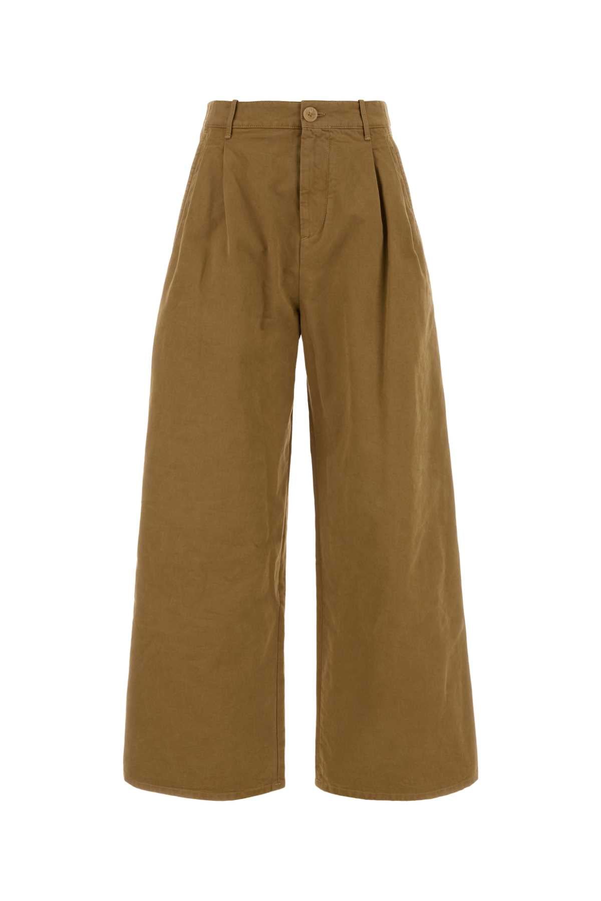 Wide-Leg Cotton Trousers — Camel