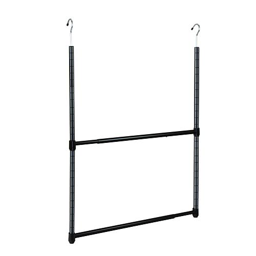 Oceanstar 2 Tier Portable Adjustable Closet Hanger Rod Black