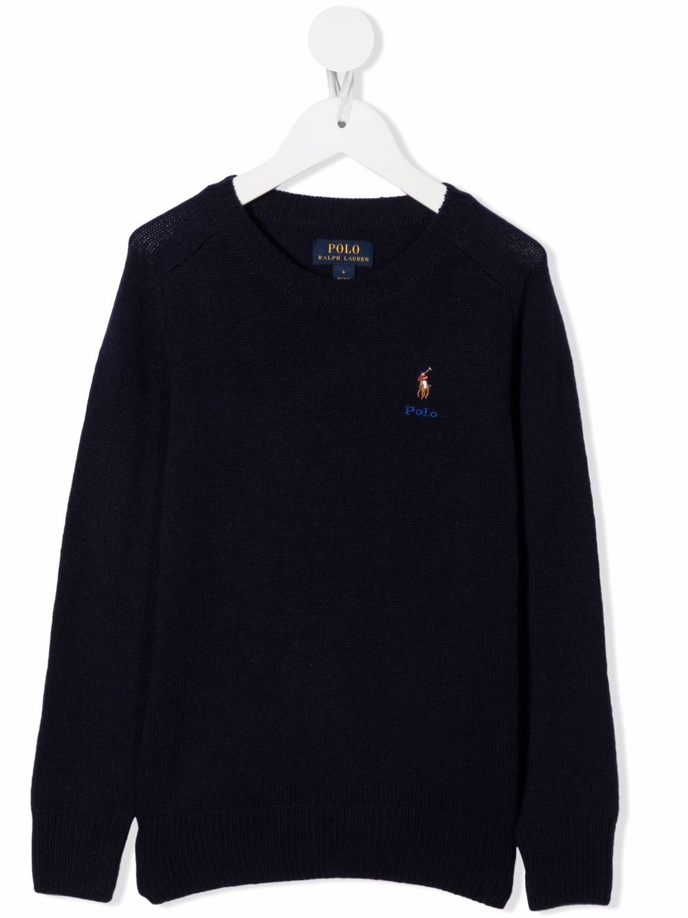 POLO RALPH LAUREN KIDS Polo Pony-embroidered rib-trimmed jumper - Blue