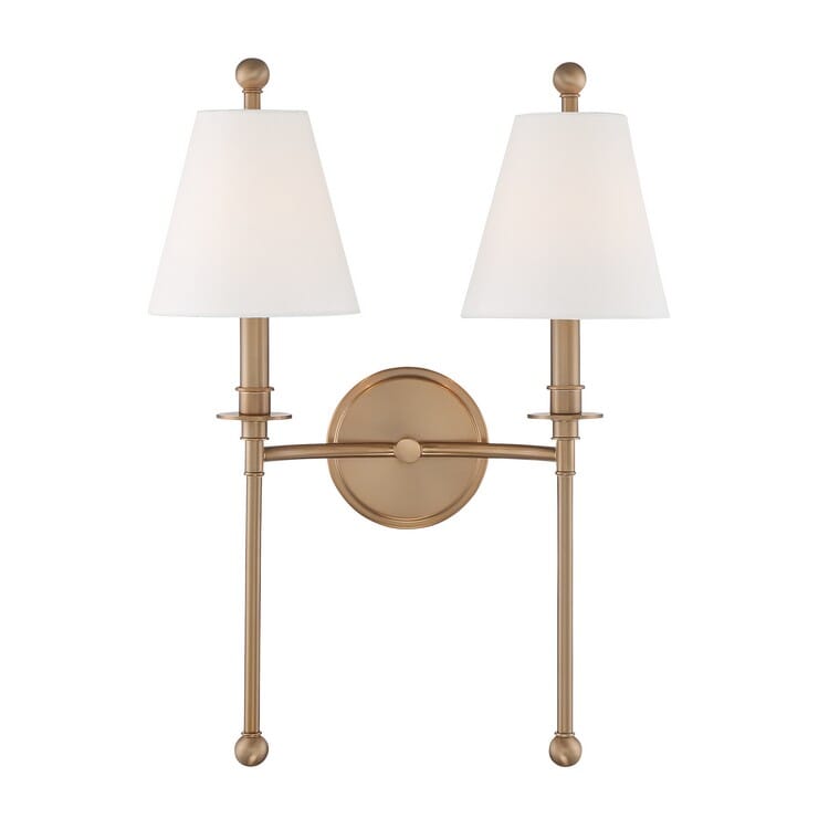 Crystorama Riverdale 2-Light Wall Sconce in Aged Bra