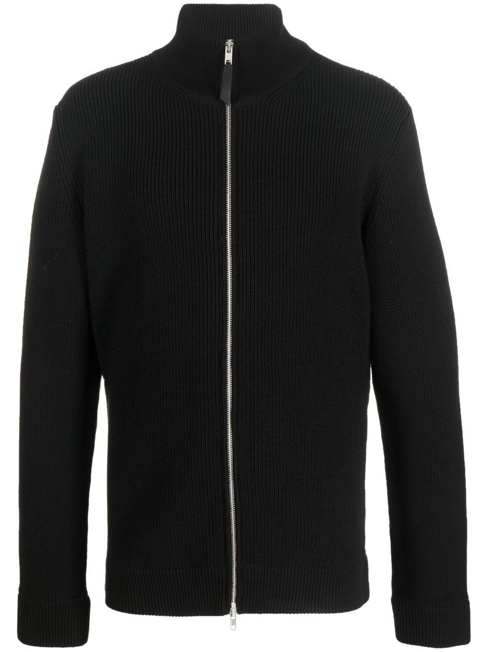 Ribbed Wool Cardigan — Black