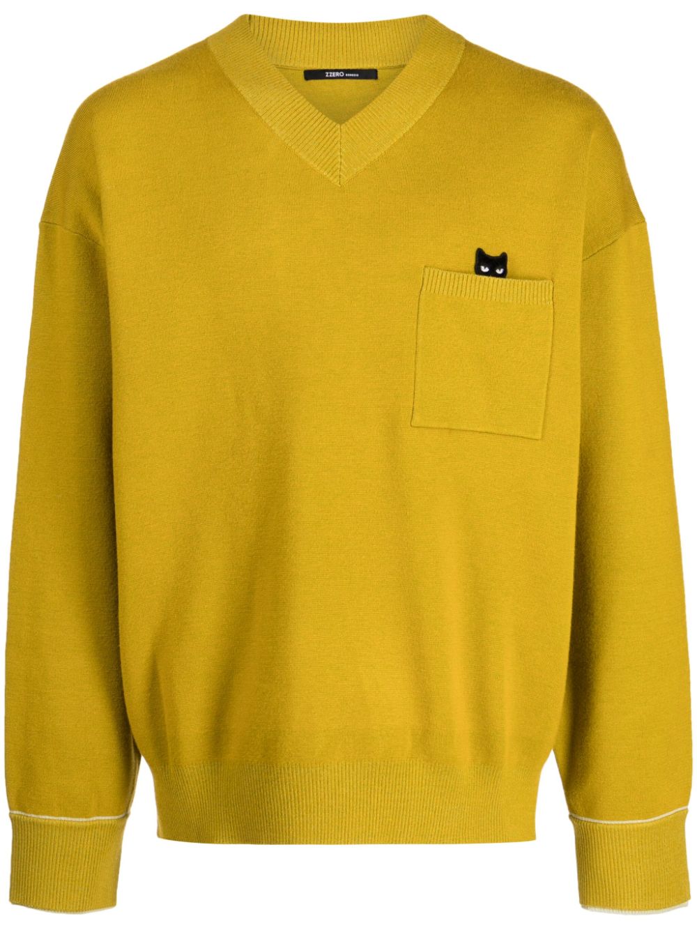 Trace Pocket Panther V-neck jumper - Green