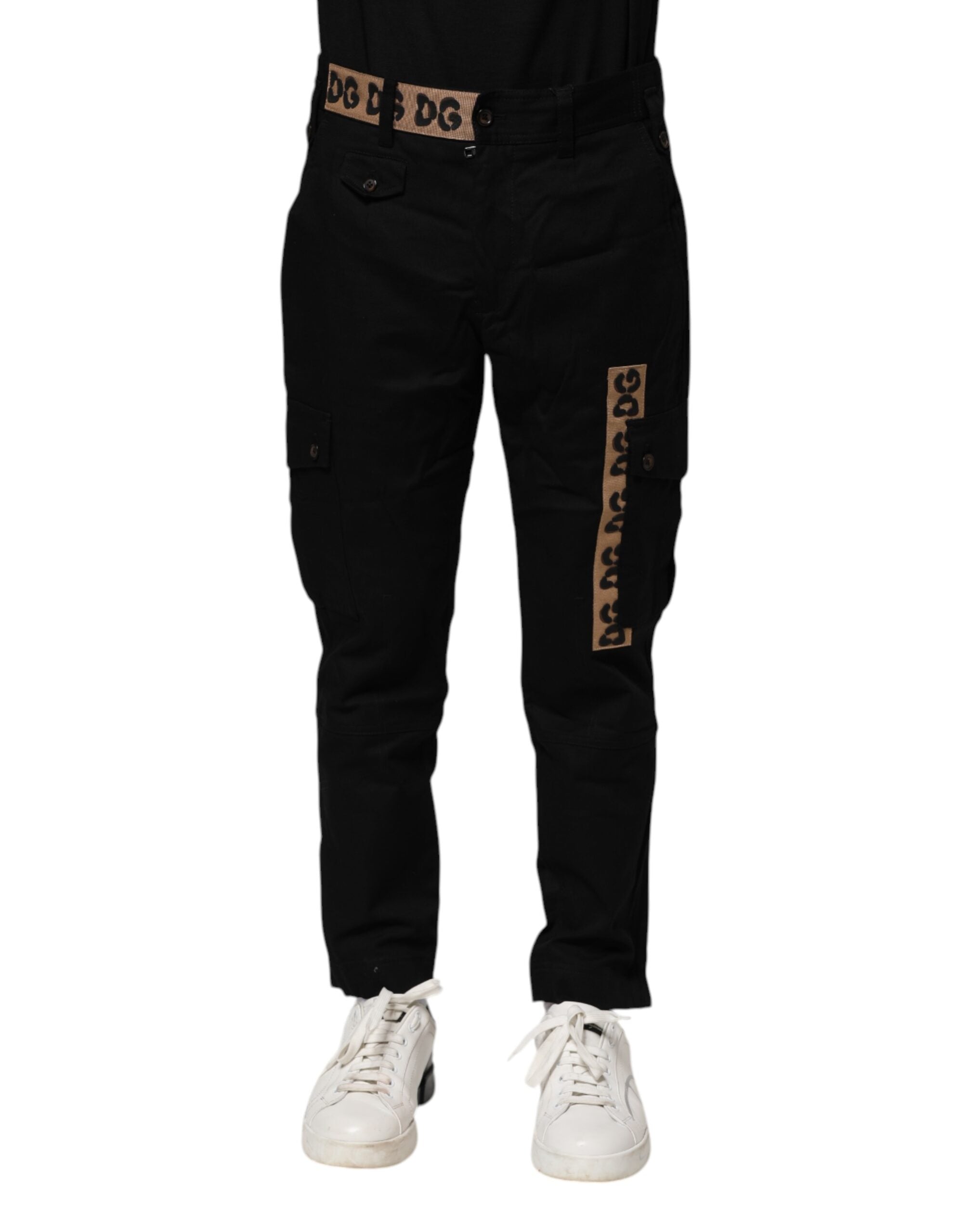 Logo-Detailed Cotton Cargo Pants — Black