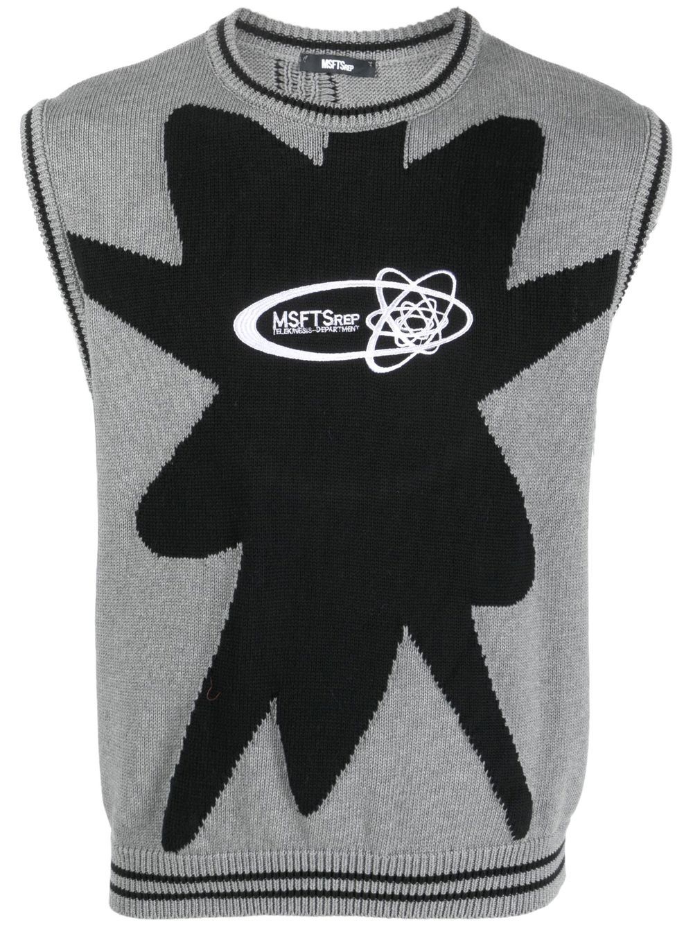 Embroidered-logo sleeveless jumper - Black