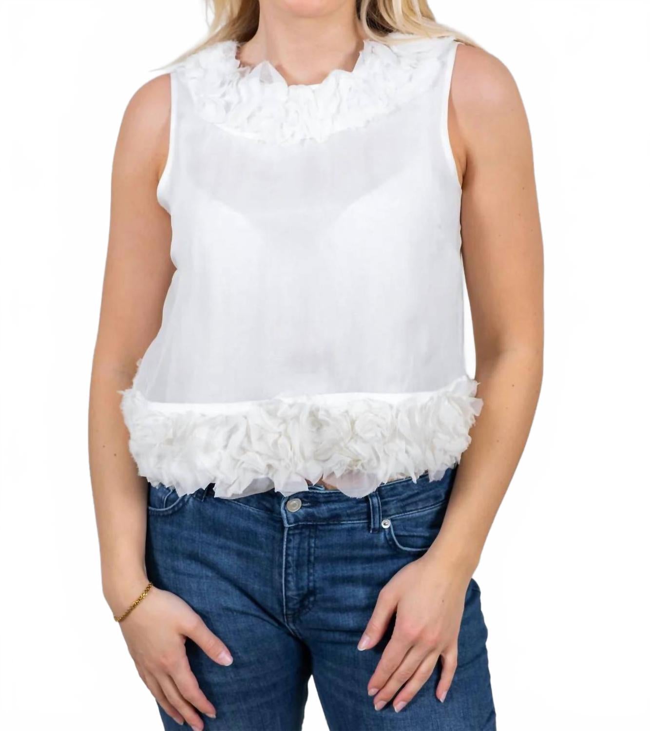 Organza Frilly Top In Vintage White