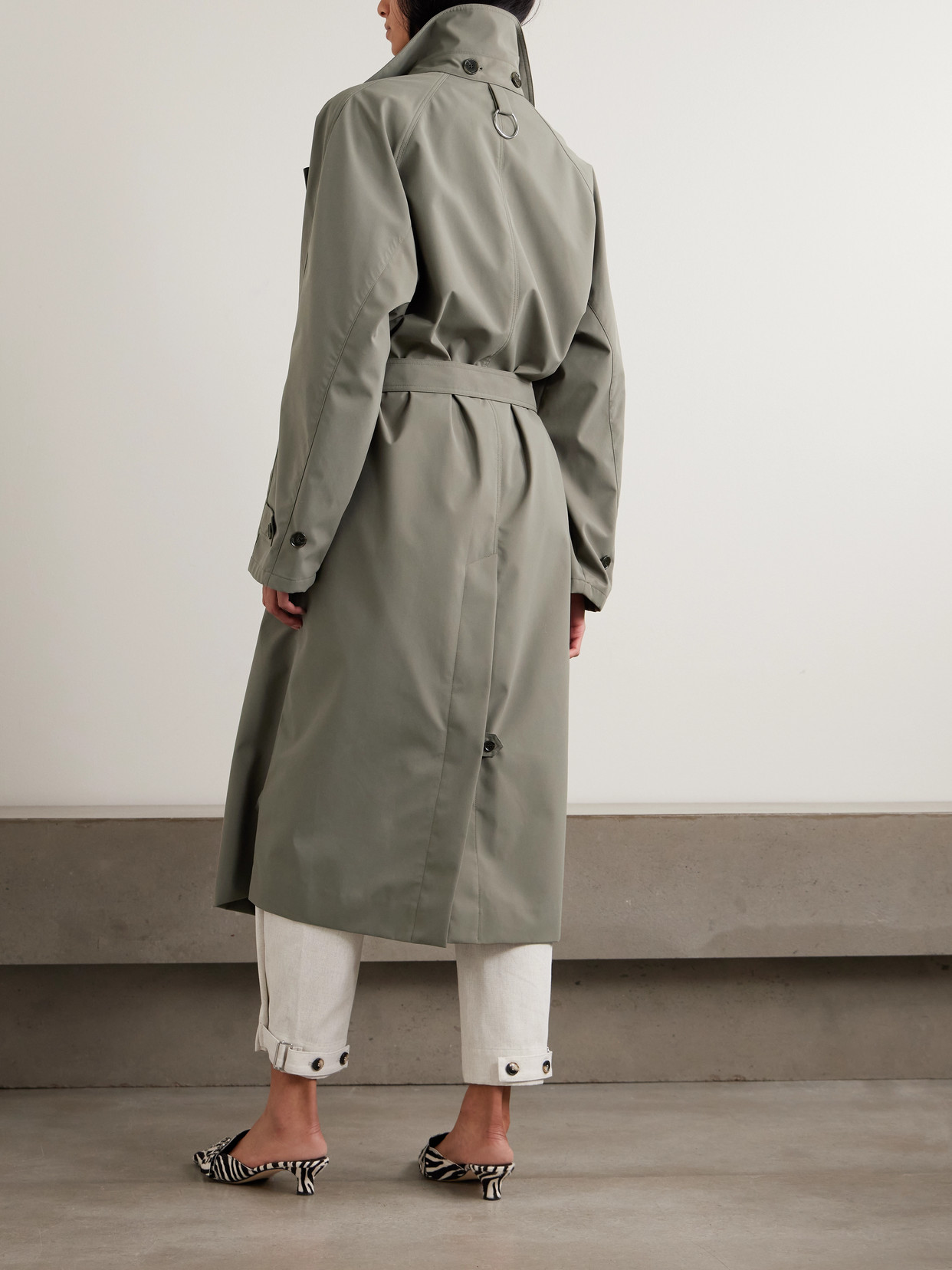 Frank Belted Layered Shell Trench Coat - Gray