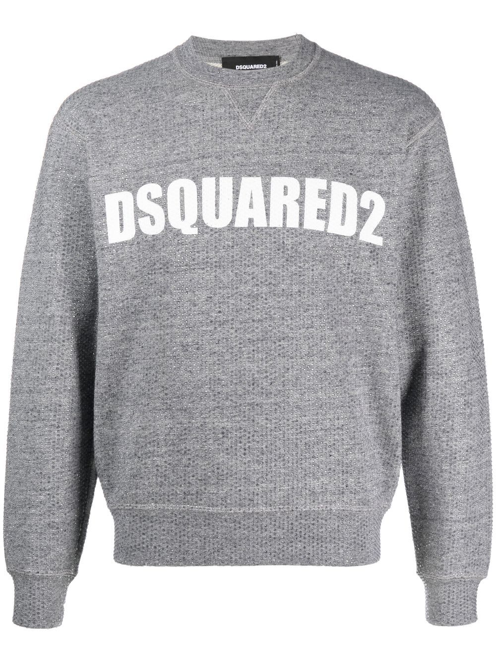 Crystal-embellished logo-print sweatshirt - Grey
